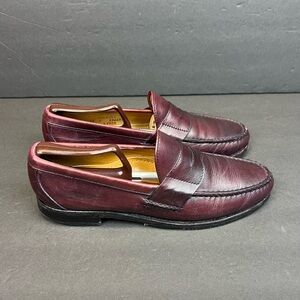 Allen Edmonds Men's Size 10 C Burgundy Leather Loafers Made In USA